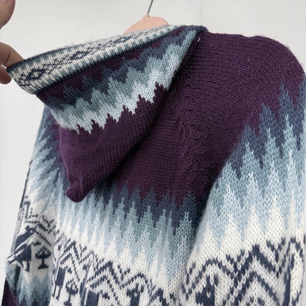 DebrAnn Weiss Alpaca Hooded Zip Cardigan Women L Fletch Purple Fashion Forum NWT - Picture 5 of 11
